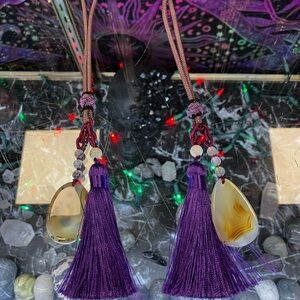 Purple Tassel Agate Keychain Or Accessory